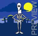 Skeleton falling in bones
